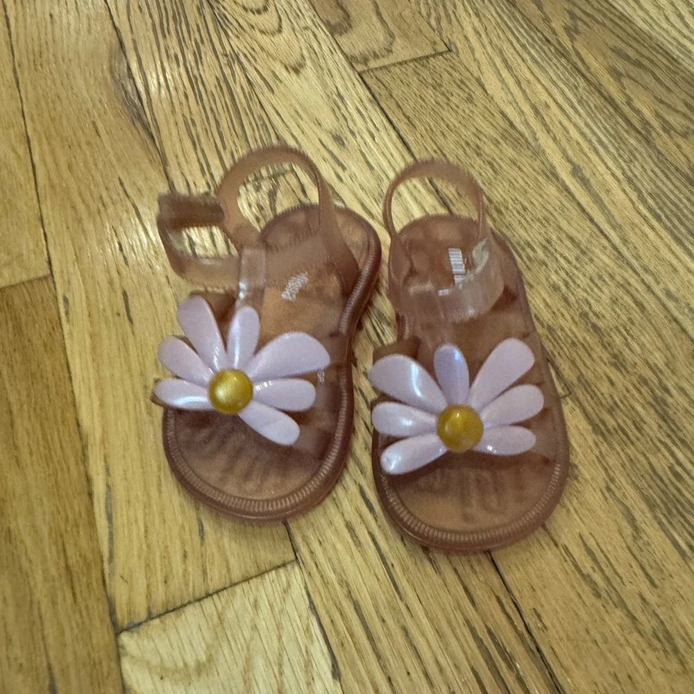 Mini Melissa Pink Flower Jelly Sandals size 6